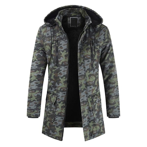 

jacket men winter style light weight zipped warm tracksuit autumn casual camouflage long sleeve outwear coat overcoat, Black