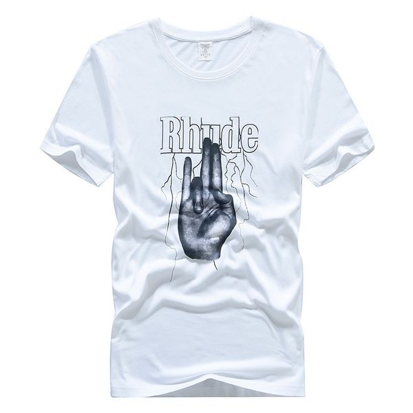 

2020 новый летний стиль rhude finger tees выцветшие футболки с коротким рукавом мужчины хип-хоп 100% хлопок стирается свободно от мужской ди, White;black