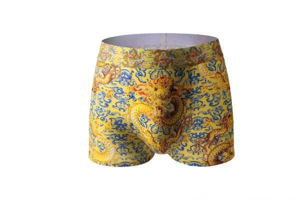

2020 high-end dragon underwear нижнее белье молочный шелк китайский стиль мужские боксерские брюки 60d молочный шелк удобные брюки 1, Black;white
