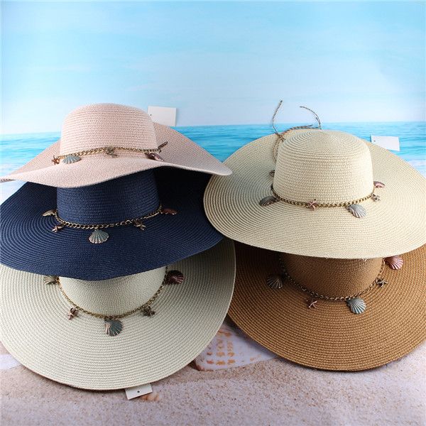 

2020 female korean large straw hat outdoor sunscreen beach beach sunshade designer spring/summer new versatile tourist hat, Blue;gray
