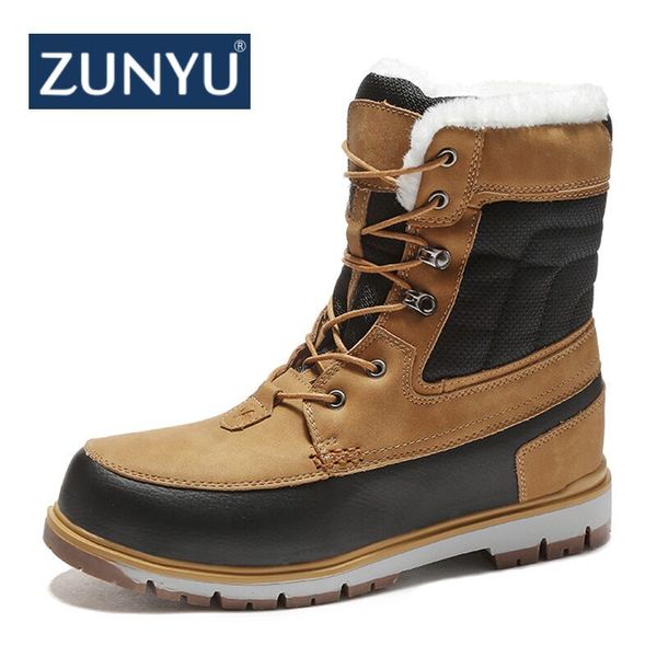 

zunyu winter with fur snow boots for men sneakers male shoes casual quality waterproof ankle -30 degree celsius warm boots, Black