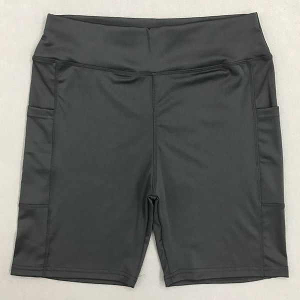 

cycling shorts women sport pocket high waist mesh tight leggings elastic yoga pants fitness running riding stretch, Black