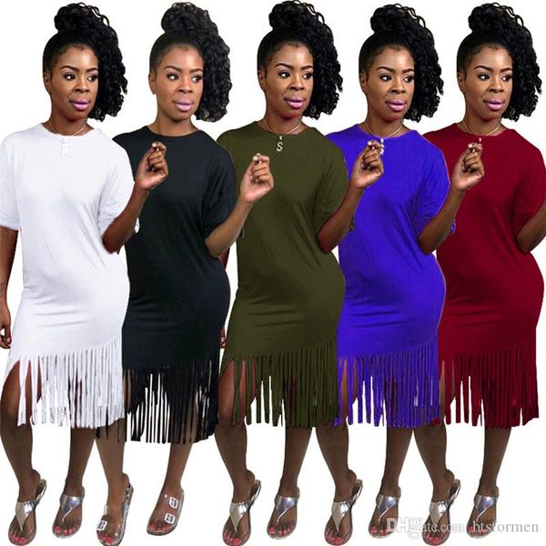 

solid color designer женские платья sexy кисточкой женские платья карандаш с коротким рукавом женская одежда новое прибытие, Black;gray