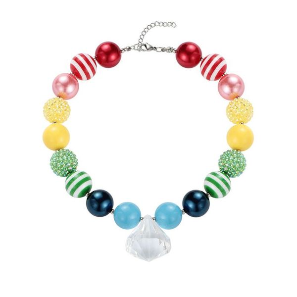 Collana ragazza arcobaleno con diamanti Collana con ciondolo grosso bubblegum color caramello per bambini Accessori regalo per gioielli da festa per bambini