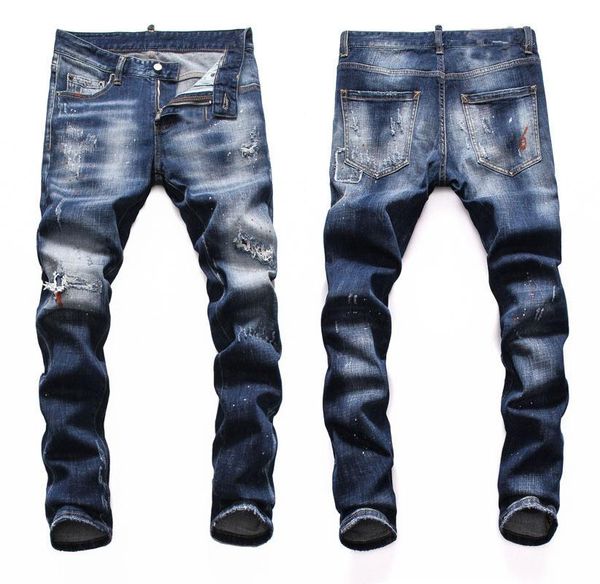 

mens ripped distressed blue jeans fashion designer slim fit washed motocycle denim pants panelled hip hop biker trousers nj8105