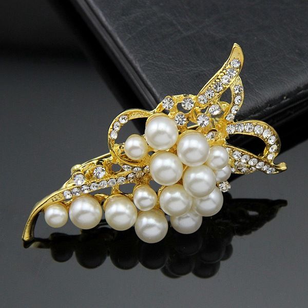 

rhinestone new owl pearl brooch fine crystal brooch jewelry wholesale, Gray