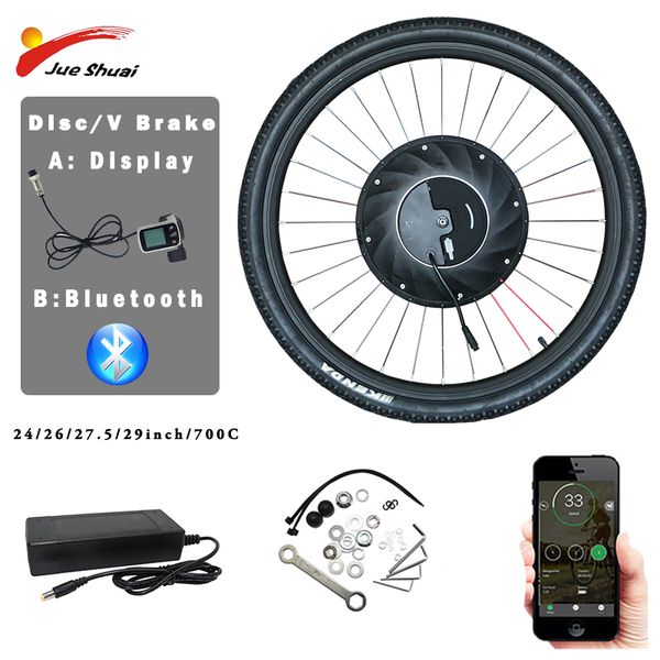 

new 36v front wheel imotor 2.0 electric bicycle conversion kit v/disc brake 20/24/26/27.5/29inch/700c e bike front motor mtb, Silver;blue