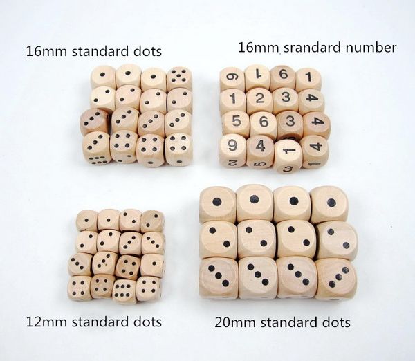 

wooden dices standard dots and number for role playing board game 6pcs