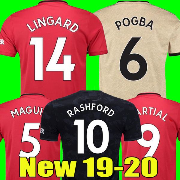 

thailand fc manchester pogba soccer jersey 2019 2020 lingard rashford football shirt united utd 19 20 maguire uniforms man kids kit jerseys, Black;yellow