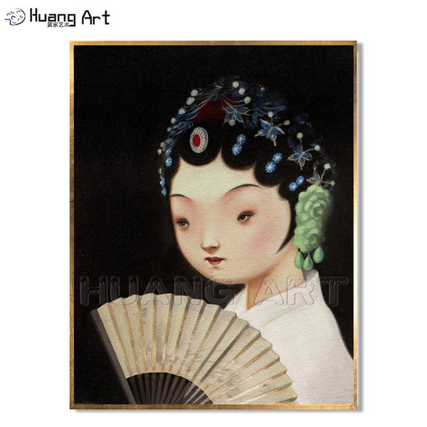 

chinese artist liu ye artwork 100% hand-painted beijing opera girl portrait for home decor figure wall painting