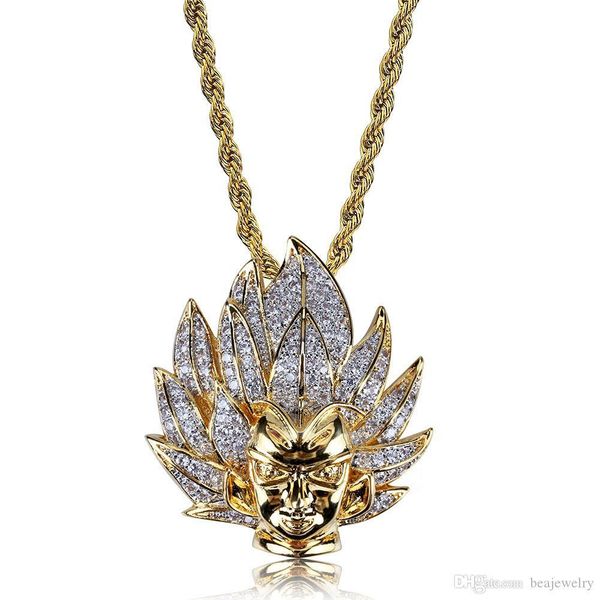 

ожерелье hip hop iced out позолоченный медный micro pave кубический циркон мультфильм аниме character подвеска для мужчин подарочные ювелирн, Silver