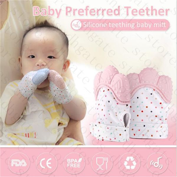 

14 color teething glove mitt mitten 3 months+ baby silicone teether candy wrapping sound teethers infants kids new born chew dummy toyly629