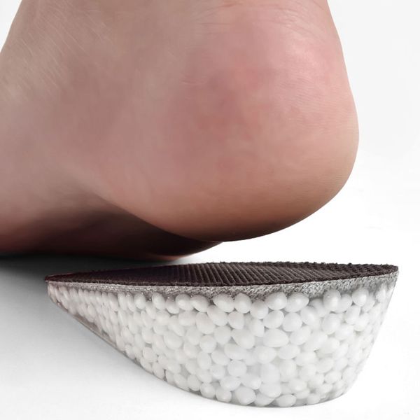 

1.5-3.5cm height increase insole gel half shoes pads for men women insoles invisible shoe pad elastic absorption foot pad, Black