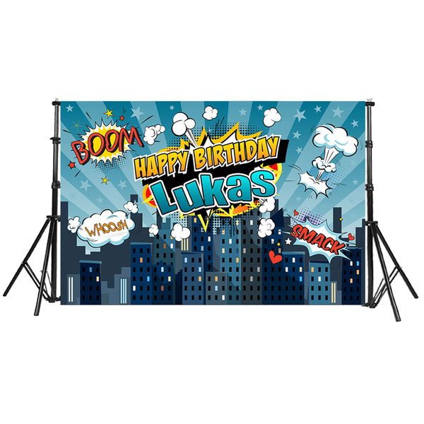 

Супергерой Город Тема Фотографии Фон Мультфильм Взрыва Дети День Рождения Фон дл