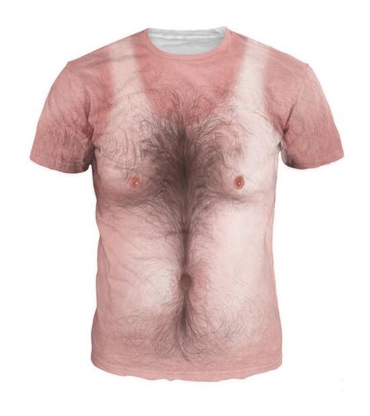 Yeni Moda Erkek / Kadının Göğüs Saç Kas T-Shirt Yaz Tarzı Komik Unisex 3D Baskı Rahat T Gömlek Tops Artı Boyutu AA0143