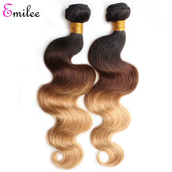 

emilee peruvian 3 tone ombre hair weave bundles ombre body wave bundles 1b 4 27 colors remy hair extensions, Black