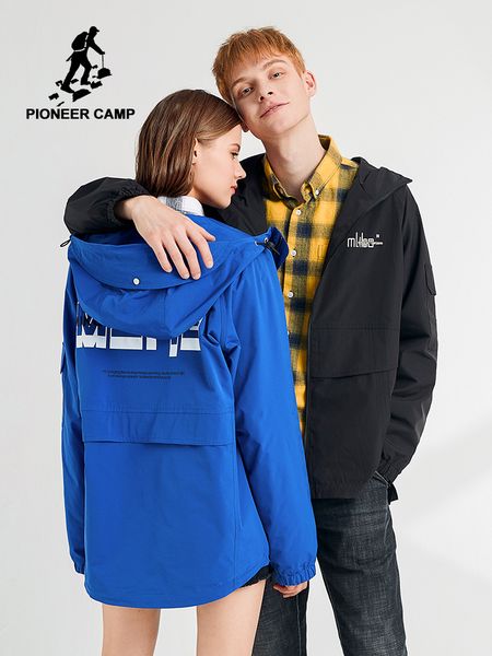 

pioneer camp couple wear jacket hip hop men clothes graphic print winter women zipper with hoody couple windbreaker ajk908157, Black;brown