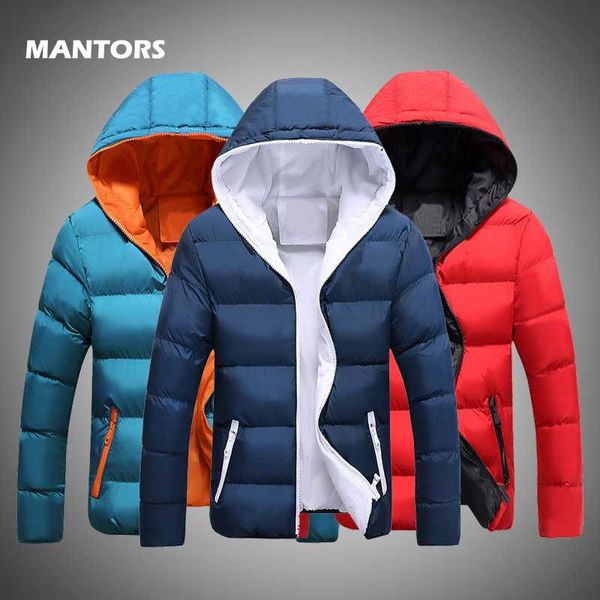 

winter men parkas coat men's casual fashion parkas jacket male zipper solid color hooded parka jackets clothing slim overcoats, Black