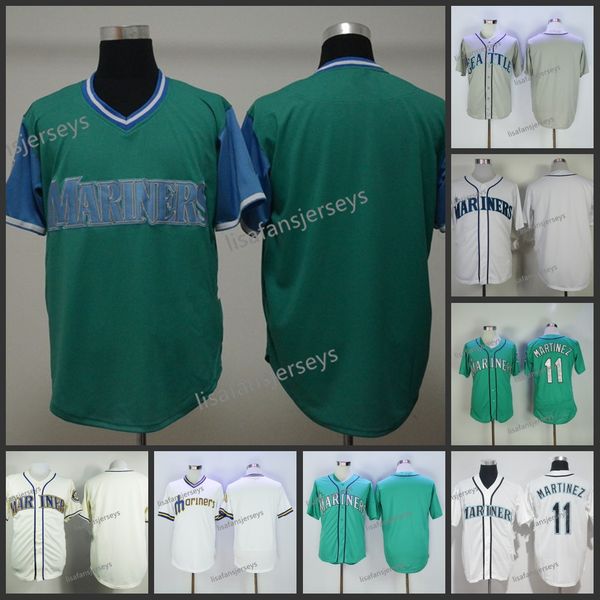 

mens 11 edgar martinez blank baseball jerseys home away road embroidered martinez 11 stitched 2018 baseball jersey, Blue;black