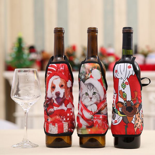 

christmas wine bottle apron cover home dinner table decor decoration creative