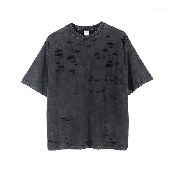 

casual short sleeved tees fashion men men solid color tshirts designer hole stree style tees, White;black
