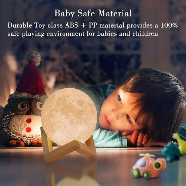 

3d print led moon lamp night light creative 3 colors touch dimmable bedside night lamp rechargeable night light home decor