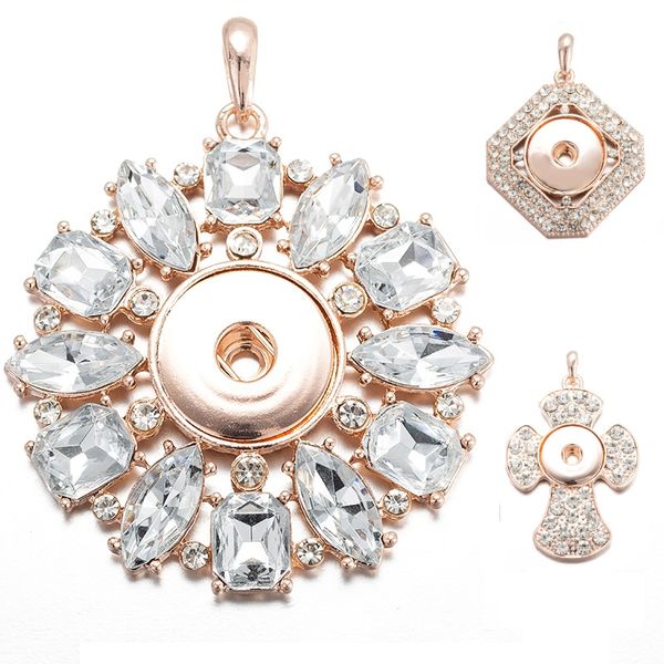 

snap button charm fit 18 20mm ginger snaps pendant necklace jewelry rose gold color 3 new designs, Silver