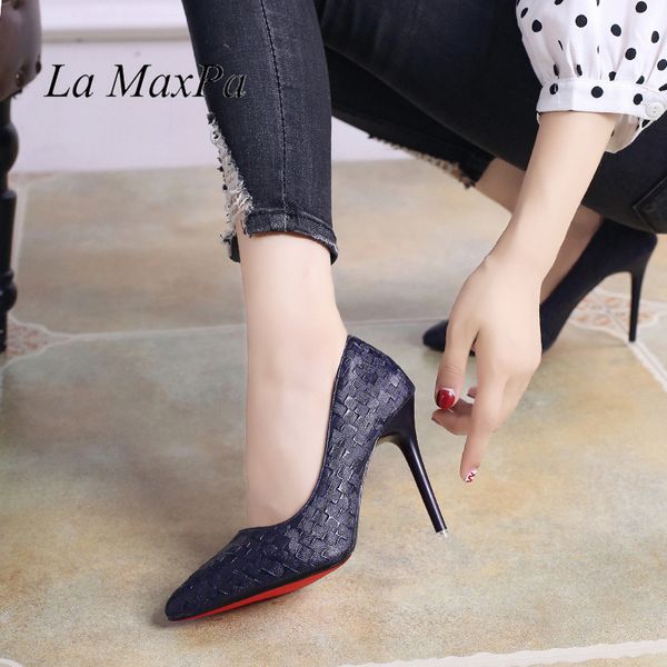 

la maxpa big size 34-40 new fashion high heels women pumps thin heel classic white red blue black prom wedding shoes