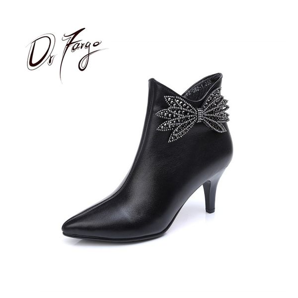 

drfargo 2019 shoes women pointed toe dress ankle boots for women black zip boots spring winter zapatos mujer 082-1 size 34-41