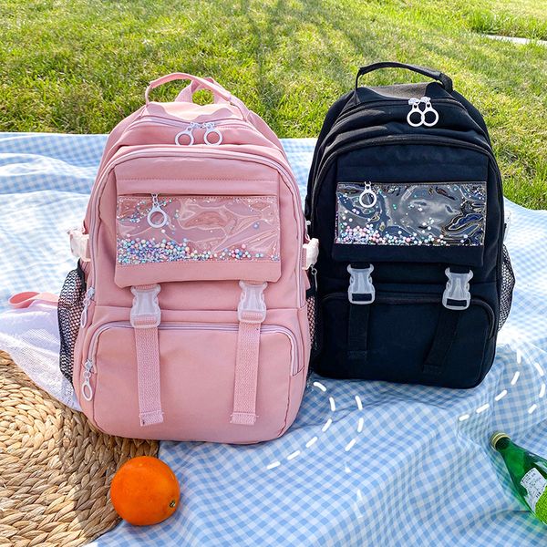 

2020 new canvas backpack women school bags for teenage girls preppy style large capacity back pack rucksack youth bagpack pink
