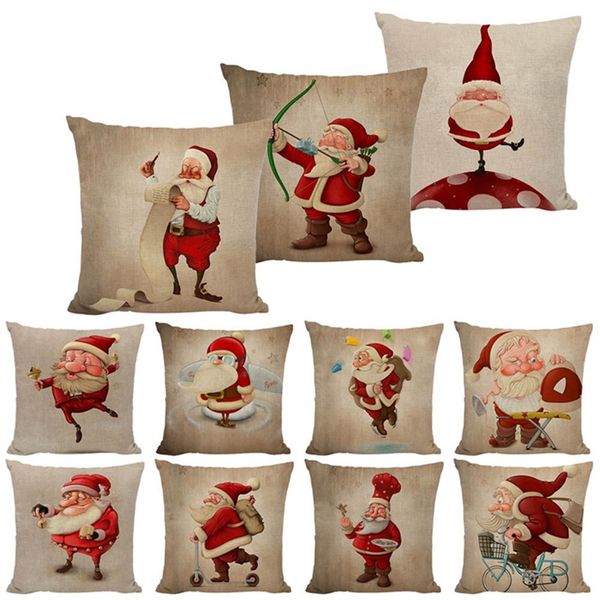 

merry christmas pillow cases cotton linen pillow case 45 * 45cm cushion cover home decorative case for sofa home decor