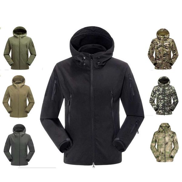 

men outdoor tactical jacket hunting waterproof hoodie coat outwear army coat suit leisure, Blue;black