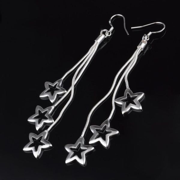 

elegant women hollow stars dangle long tassel drop hook earrings jewelry gift drop hook dangle earrings long earring pendientes, Silver