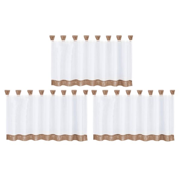 

3x customize cafe window curtain kitchen curtain tier #1 35x18 inch, brown
