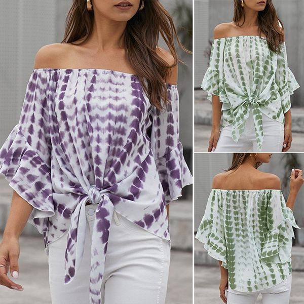 

summer off shoulder boho women's shirt womens and blouses woman striped chiffon shirts, White
