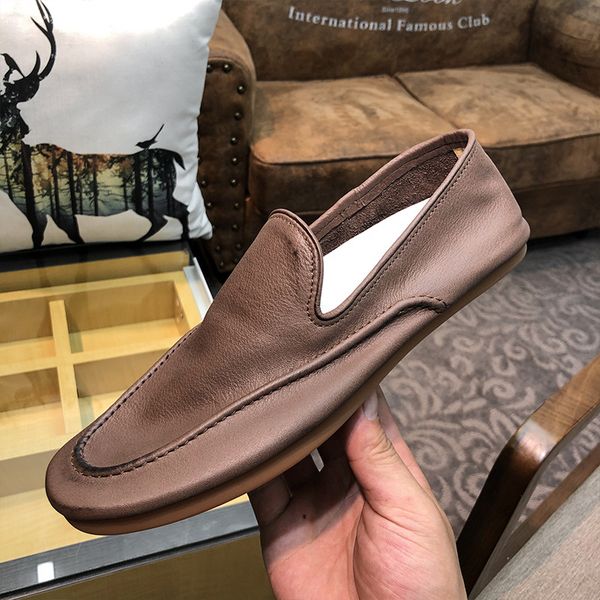 

all-match cowhide mens breathable shoes mens summer genuine leather casual shoes men casual natural leather loafers, Black