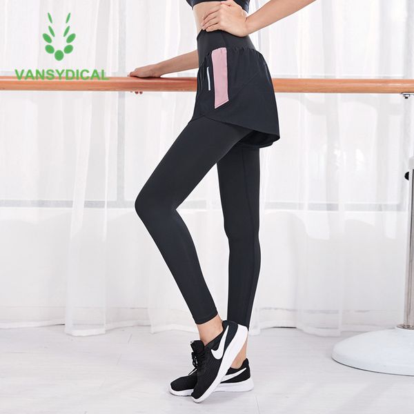 

vansydical sports running pants womens 2 in 1 yoga pants high waist gym tights outdoor fitness training jogging workout leggings, Black;blue