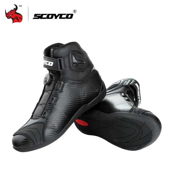 

scoyco motorcycle boots leather motocross boots men moto motorbike riding shoes with pp shell protection abuckles