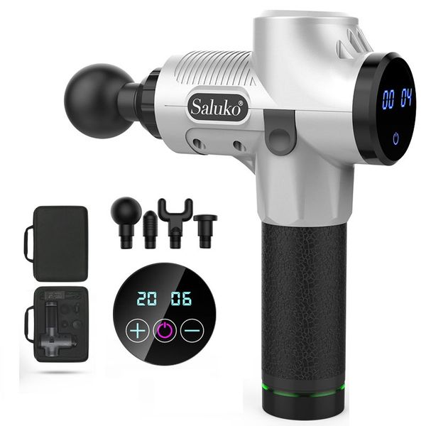 

led massage gun 31 speed percussion vibration muscle body relaxing exercising therapy w/ 4 tips slimming pain relief massage