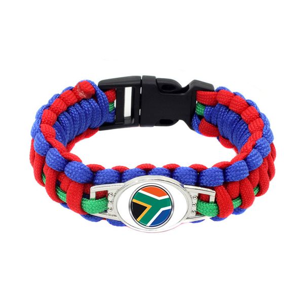 

20pc south africa flag paracord survival outdoor camping bracelets for women & men girls friendship rope 550 7 bracelet jewelry, Golden;silver