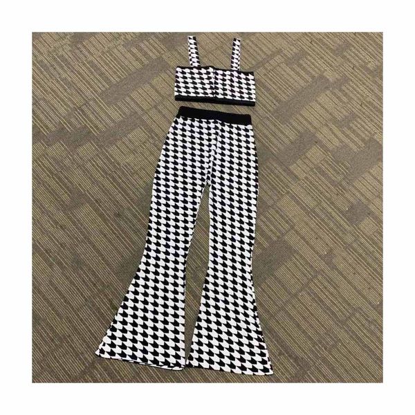 

womens suits women designer sets brand set fashion suspender + high waist pants 2020 luxury plaid suit casual suits, White