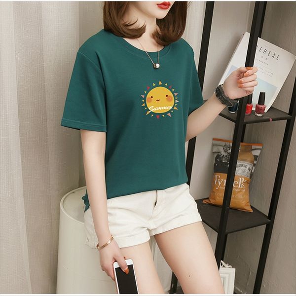 

women's clothing shop white t-shirt women's short sleeve ins western style 2020 loose large size half sleeve fashion