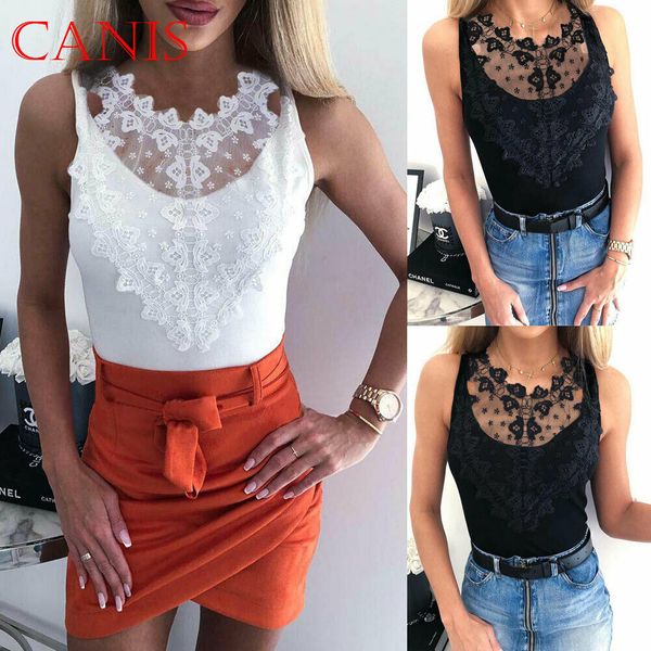 

women lace vest sleeveless bodycon camisole casual v-neck tank blouse t-shirt
