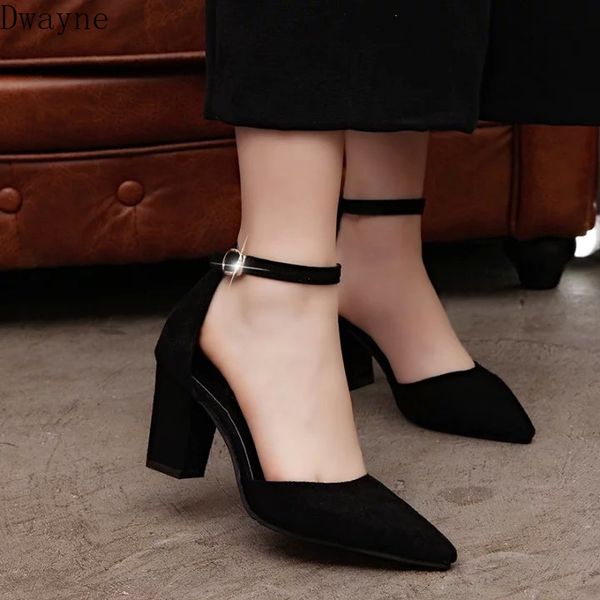 

european and america fashion thick with single shoes elegant wild pointed high heels comfort professional work womens shoes, Black