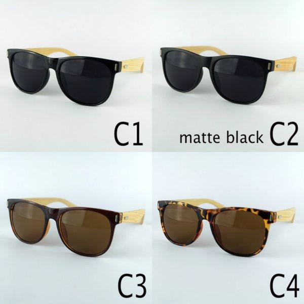 

natural bamboo sunglasses designer wood sun glasses with plastic frame wooden legs logo engraved service 4 colors, White;black