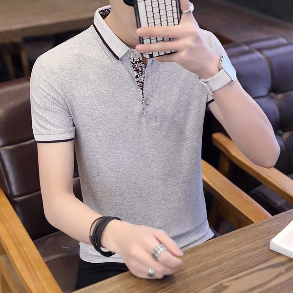 

polo shirt elasticity business casual short sleeve going to work business cotton ultra-stretch embroidery t-shirt versatile, White;black