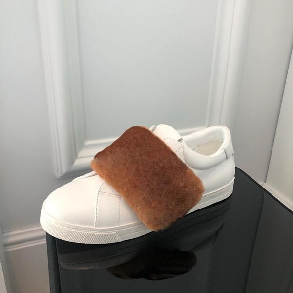 

2020 arrival luxury sneaker shoes women calfskin genuine leather sneakers ff motifs designer trainers real fur casual shoes sneakers, Black