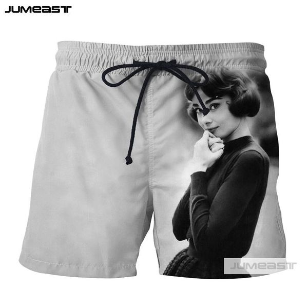 

jumeast новая мода 3d printed леди одри хепберн короткие штаны повседневный ретро мужчины / женщины свободный размер короткие новизна бордшо, White;black