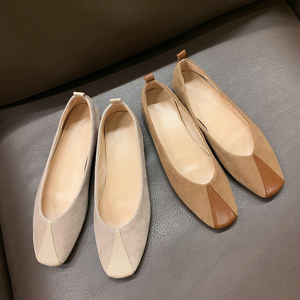 

flat shoes women sweet flats suede leather woman boat shoes non-slip ladies loafers spring women flats brown khaki, Black