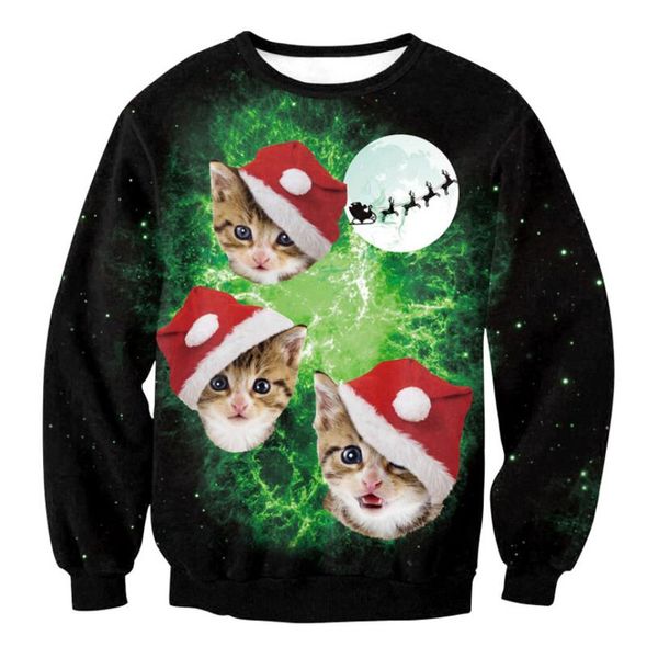 

funny 3d print christmas clothes men's knitted ugly christmas sweater men jumper women sweaters clothing winter men's sweater, White;black